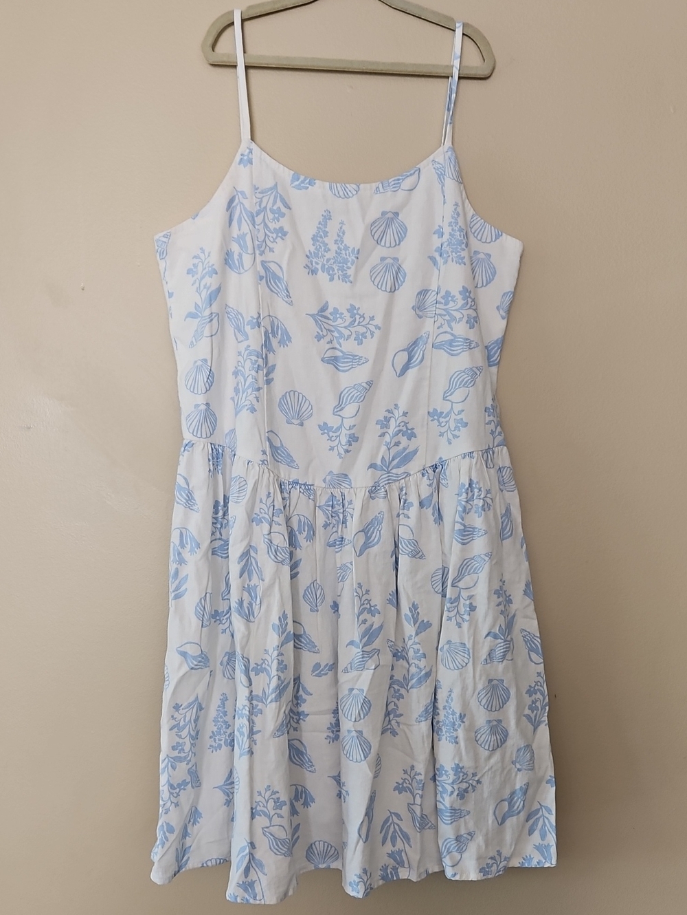 GAP Girls White Dress with Light Blue Shell Print